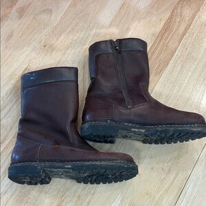 Women's KANDAHAR Brown‎ Leather Winter Boots Sheep Shearling Lined Size 37.5